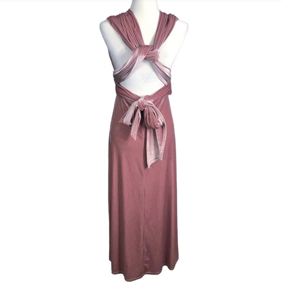REVELRY Pink Velvet Micah Convertible
Tie Maxi Dress Back Zipper - Size Medium - Picture 11 of 16